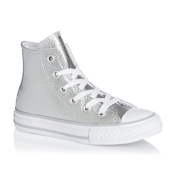 metallic high top converse